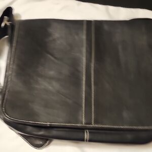 Latico Black Leather Messenger Bag